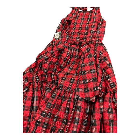 Polo Ralph Lauren Tartan Plaid Self Tie Dress Red Black Womens NEW $600 MSRP - Picture 9 of 10